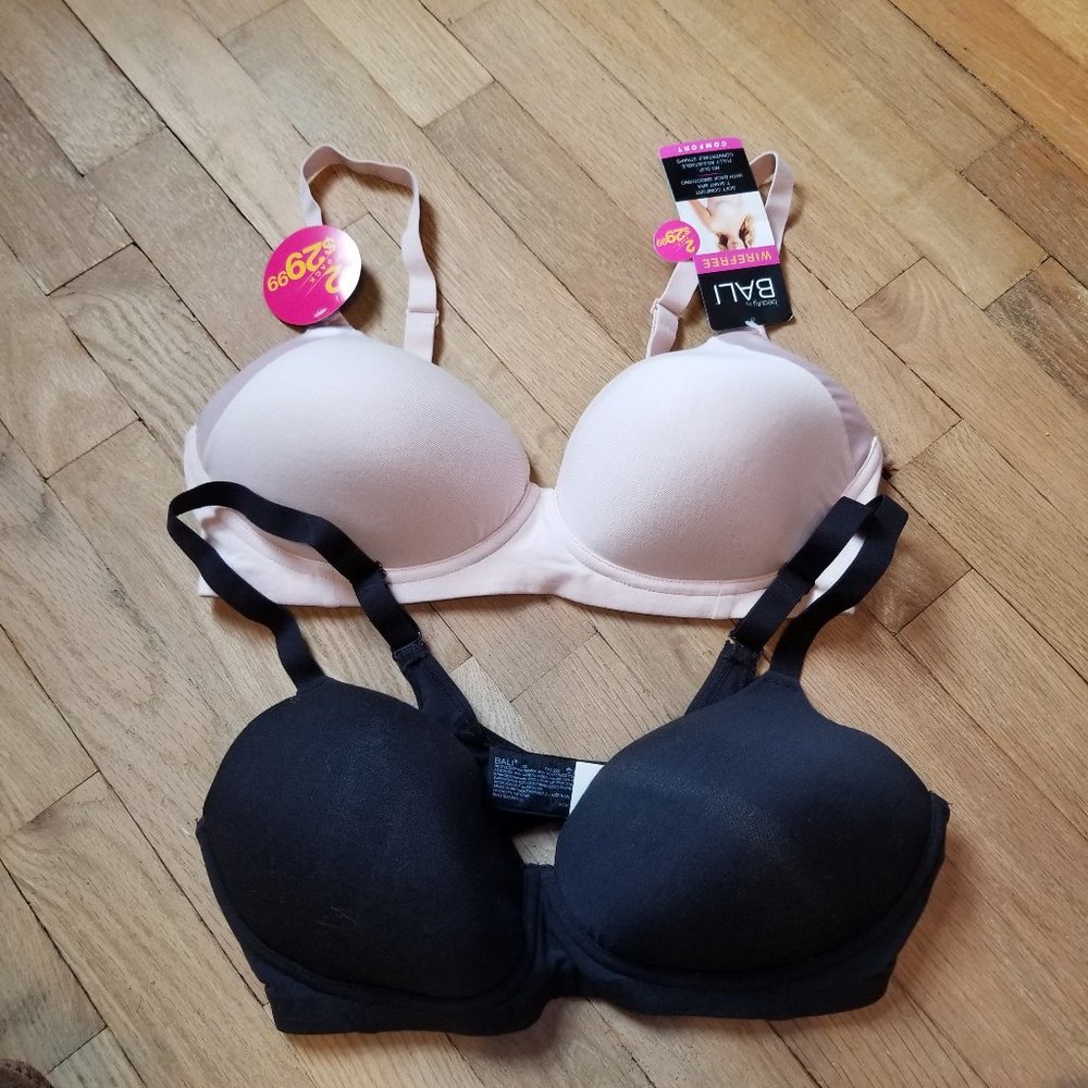 Bali Tan and Black 2 Pack Bra Bundle Women's Size 36D Wireless NWT